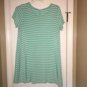 A.GAIN Striped Light Blue Shift Dress Size L